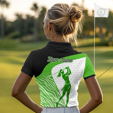 Load image into Gallery viewer, Green Zebra Pattern Womens Golf Polo Shirts Custom Name Gift For Golf Lovers NBT581