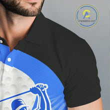 Load image into Gallery viewer, Blue Zebra Pattern Mens Golf Polo Shirts Custom Name Gift For Golf Lovers NBT582