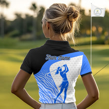 Load image into Gallery viewer, Blue Zebra Pattern Womens Golf Polo Shirts Custom Name Gift For Golf Lovers NBT582