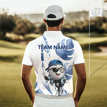 Load image into Gallery viewer, Funny Golf Ball Tropical Pattern Custom Mens Golf Polo Shirts, Golfing Gifts|Blue NBT708