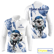 Load image into Gallery viewer, Funny Golf Ball Tropical Pattern Custom Mens Golf Polo Shirts, Golfing Gifts|Blue NBT708