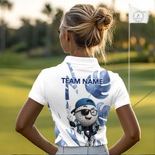 Load image into Gallery viewer, Funny Golf Ball Tropical Pattern Custom Womens Golf Polo Shirts, Golfing Gifts|Blue NBT708