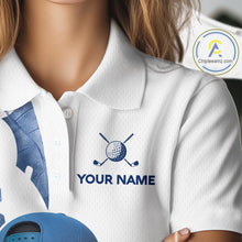 Load image into Gallery viewer, Funny Golf Ball Tropical Pattern Custom Womens Golf Polo Shirts, Golfing Gifts|Blue NBT708