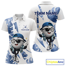 Load image into Gallery viewer, Funny Golf Ball Tropical Pattern Custom Womens Golf Polo Shirts, Golfing Gifts|Blue NBT708