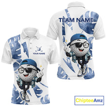 Load image into Gallery viewer, Funny Golf Ball Tropical Pattern Custom Mens Golf Polo Shirts, Golfing Gifts|Blue NBT708