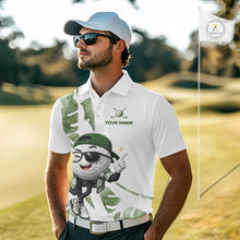 Load image into Gallery viewer, Funny Golf Ball Tropical Pattern Custom Mens Golf Polo Shirts, Golfing Gifts|Green NBT709