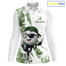 Load image into Gallery viewer, Funny Golf Ball Tropical Pattern Custom Womens Golf Polo Shirts, Golfing Gifts|Green NBT709