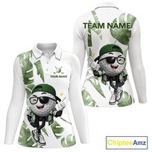 Load image into Gallery viewer, Funny Golf Ball Tropical Pattern Custom Womens Golf Polo Shirts, Golfing Gifts|Green NBT709
