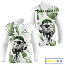 Load image into Gallery viewer, Funny Golf Ball Tropical Pattern Custom Mens Golf Polo Shirts, Golfing Gifts|Green NBT709