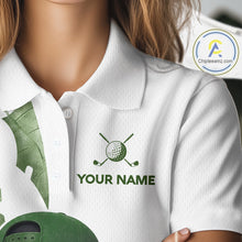 Load image into Gallery viewer, Funny Golf Ball Tropical Pattern Custom Womens Golf Polo Shirts, Golfing Gifts|Green NBT709