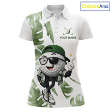 Load image into Gallery viewer, Funny Golf Ball Tropical Pattern Custom Womens Golf Polo Shirts, Golfing Gifts|Green NBT709