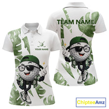Load image into Gallery viewer, Funny Golf Ball Tropical Pattern Custom Womens Golf Polo Shirts, Golfing Gifts|Green NBT709