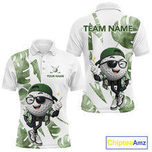 Load image into Gallery viewer, Funny Golf Ball Tropical Pattern Custom Mens Golf Polo Shirts, Golfing Gifts|Green NBT709