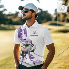 Load image into Gallery viewer, Funny Golf Ball Tropical Pattern Custom Mens Golf Polo Shirts, Golfing Gifts|Purple NBT710