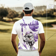 Load image into Gallery viewer, Funny Golf Ball Tropical Pattern Custom Mens Golf Polo Shirts, Golfing Gifts|Purple NBT710