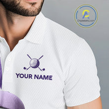 Load image into Gallery viewer, Funny Golf Ball Tropical Pattern Custom Mens Golf Polo Shirts, Golfing Gifts|Purple NBT710