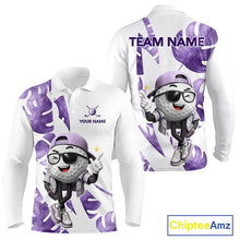 Load image into Gallery viewer, Funny Golf Ball Tropical Pattern Custom Mens Golf Polo Shirts, Golfing Gifts|Purple NBT710
