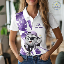Load image into Gallery viewer, Funny Golf Ball Tropical Pattern Custom Womens Golf Polo Shirts, Golfing Gifts|Purple NBT710