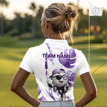 Load image into Gallery viewer, Funny Golf Ball Tropical Pattern Custom Womens Golf Polo Shirts, Golfing Gifts|Purple NBT710