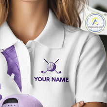 Load image into Gallery viewer, Funny Golf Ball Tropical Pattern Custom Womens Golf Polo Shirts, Golfing Gifts|Purple NBT710