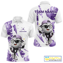 Load image into Gallery viewer, Funny Golf Ball Tropical Pattern Custom Mens Golf Polo Shirts, Golfing Gifts|Purple NBT710