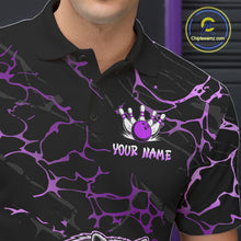 Load image into Gallery viewer, Purple Funny Raccoon Bowling Team Shirt Customized Bowling League Polo &amp; 1/4 Zip Gift For Men NBT894