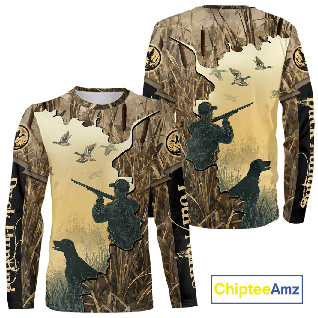 Mallard Duck Hunting Waterfowl Camouflage Shirts, Personalized Duck Hunting Gifts NBT112
