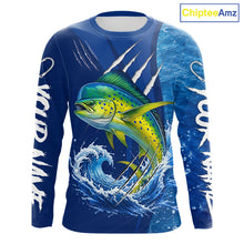 Load image into Gallery viewer, Mahi Mahi Fishing Custom Long Sleeve Performance Fishing Shirts, Mahi Mahi Saltwater Fishing Shirt NBT721