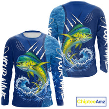 Load image into Gallery viewer, Mahi Mahi Fishing Custom Long Sleeve Performance Fishing Shirts, Mahi Mahi Saltwater Fishing Shirt NBT721