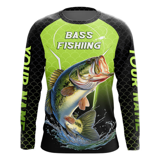 Custom Fish Scale Largemouth Bass Fishing Custom Name UV Fishing Shirts For Men, Bass Fishing Shirts NBT369