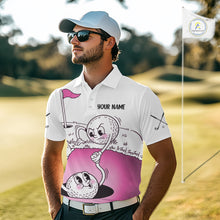 Load image into Gallery viewer, Pink Funny Golf Rescue Team Polo Shirt Custom Name, Golf Ball Cartoon Polo, White Golf Shirt NBT600