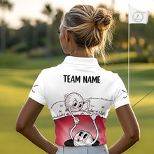 Load image into Gallery viewer, Red Funny Golf Rescue Team Polo Shirt Custom Name, Golf Ball Cartoon Polo, White Golf Shirt NBT601