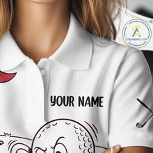 Load image into Gallery viewer, Red Funny Golf Rescue Team Polo Shirt Custom Name, Golf Ball Cartoon Polo, White Golf Shirt NBT601