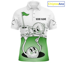 Load image into Gallery viewer, Green Funny Golf Rescue Team Polo Shirt Custom Name, Golf Ball Cartoon Polo, Golf Gifts NBT602