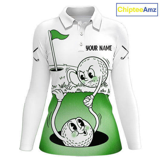 Green Funny Golf Rescue Team Polo Shirt Custom Name, Golf Ball Cartoon Polo, Golf Gifts NBT602