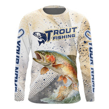 Load image into Gallery viewer, Rainbow Trout Fishing Shirts Long Sleeve Gray Beige Camo, Trout UPF Fishing Shirts NBT414