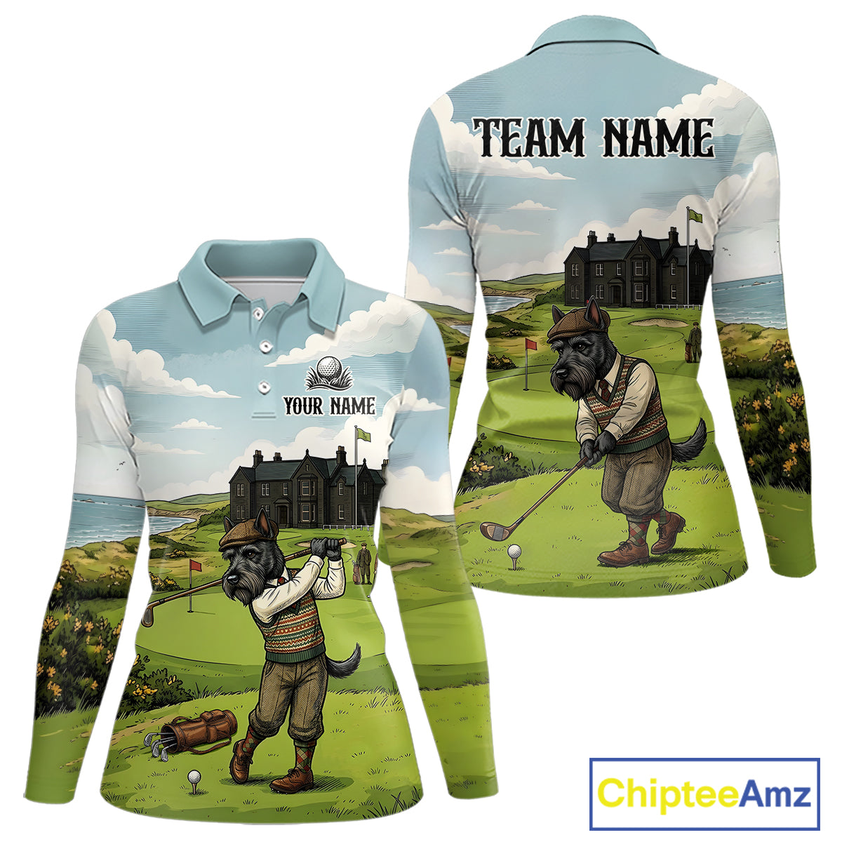 Scottish Terrier Womens Polo Golf Shirts, Vintage Dog Shirt, Mom Golf Gift NBT609
