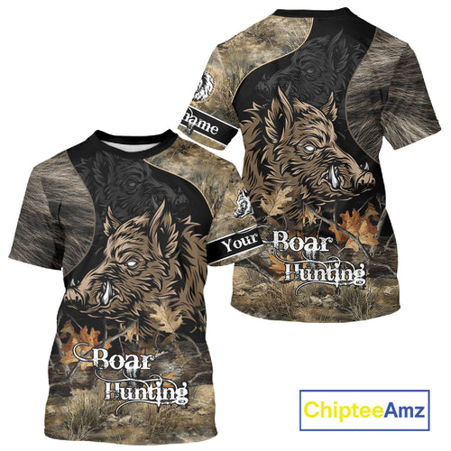Wild Boar Hunting Camouflage Personalized Shirts for Boar Hunter, Hunting Gifts NBT127
