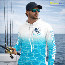 Load image into Gallery viewer, Custom Marlin Fishing Long Sleeve Hooded Performance Fishing Shirts, Marlin Saltwater Fishing Shirt NBT620