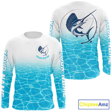 Load image into Gallery viewer, Custom Marlin Fishing Long Sleeve Performance Fishing Shirts, Marlin Saltwater Fishing Shirt NBT620