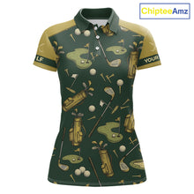 Load image into Gallery viewer, Vintage 1990s Golf Pattern Womens Golf Polo Shirt, Golf Attire For Ladies, Golfer Gifts|Beige NBT614
