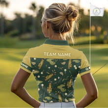 Load image into Gallery viewer, Vintage 1990s Golf Pattern Womens Golf Polo Shirt, Golf Attire For Ladies, Golfer Gifts|Beige NBT614