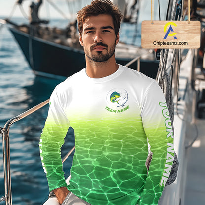 Custom Mahi Mahi Fishing Long Sleeve Performance Fishing Shirts, Mahi Mahi Saltwater Fishing Shirt NBT621
