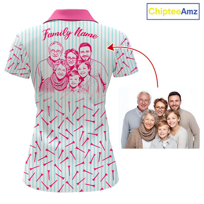 back view of matching family golf polo shirt custom name family outfits