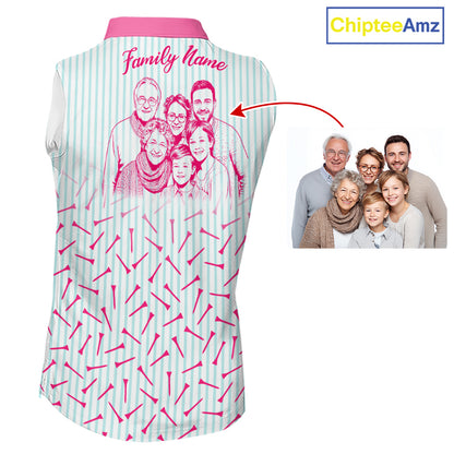 back view of matching family golf polo shirt custom name family outfits
