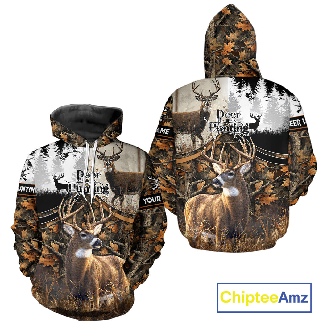 Custom Whitetail Deer Hunting Shirt Camouflage Deer Hunter Custom Name, Hunting Gift NBT291
