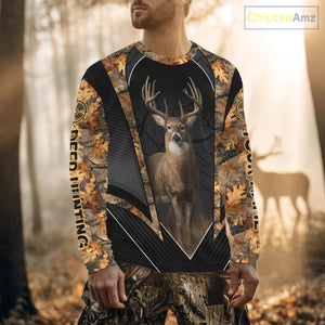 Custom Whitetail Deer Hunting Autumn Dark Camouflage 3D Shirts, Best Gift Ideas for Hunters NBT241