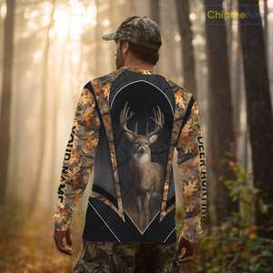 Custom Whitetail Deer Hunting Autumn Dark Camouflage 3D Shirts, Best Gift Ideas for Hunters NBT241
