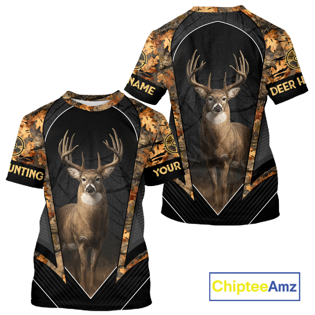 Custom Whitetail Deer Hunting Autumn Dark Camouflage 3D Shirts, Best Gift Ideas for Hunters NBT241