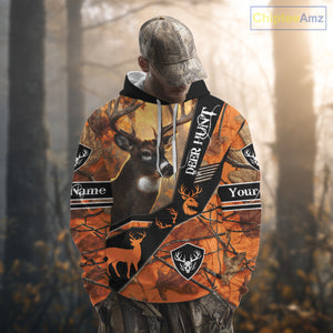 Deer Hunting Orange Camouflage 3D Printing Custom Name Shirts, Best Deer Hunting Shirts for Men NBT152